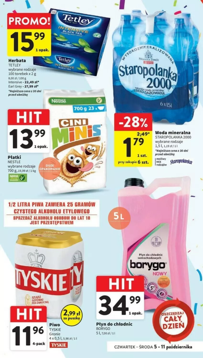 Gazetka promocyjna Intermarche - ważna 05.10 do 11.10.2023 - strona 23 - produkty: Earl Grey, Herbata, Piwo, Płyn do chłodnic, Staropolanka, Tetley, Tyskie, Woda, Woda mineralna