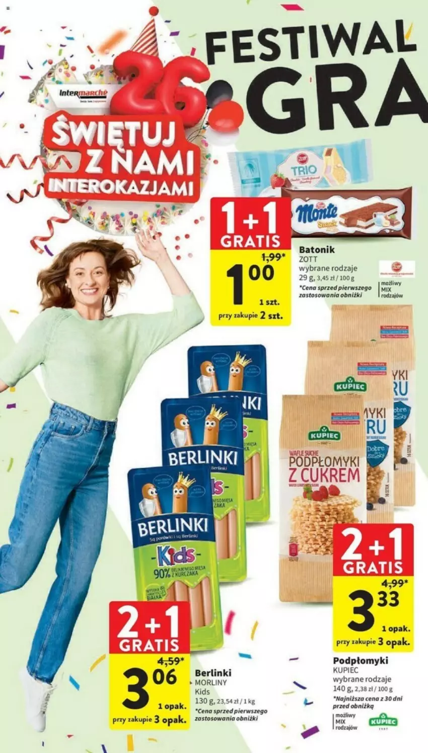 Gazetka promocyjna Intermarche - ważna 05.10 do 11.10.2023 - strona 34 - produkty: Baton, Berlinki, Kupiec, Morliny, Piec, Tonik, Zott