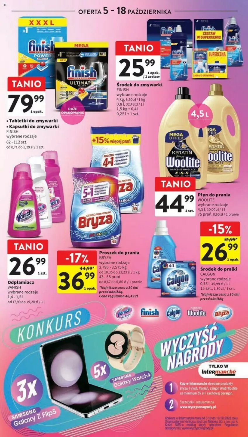 Gazetka promocyjna Intermarche - ważna 05.10 do 11.10.2023 - strona 38 - produkty: Bryza, Calgon, Finish, LG, Odplamiacz, Płyn do prania, Pralki, Proszek do prania, Stek, Tablet, Tabletki do zmywarki, Vanish, Woolite, Zmywarki