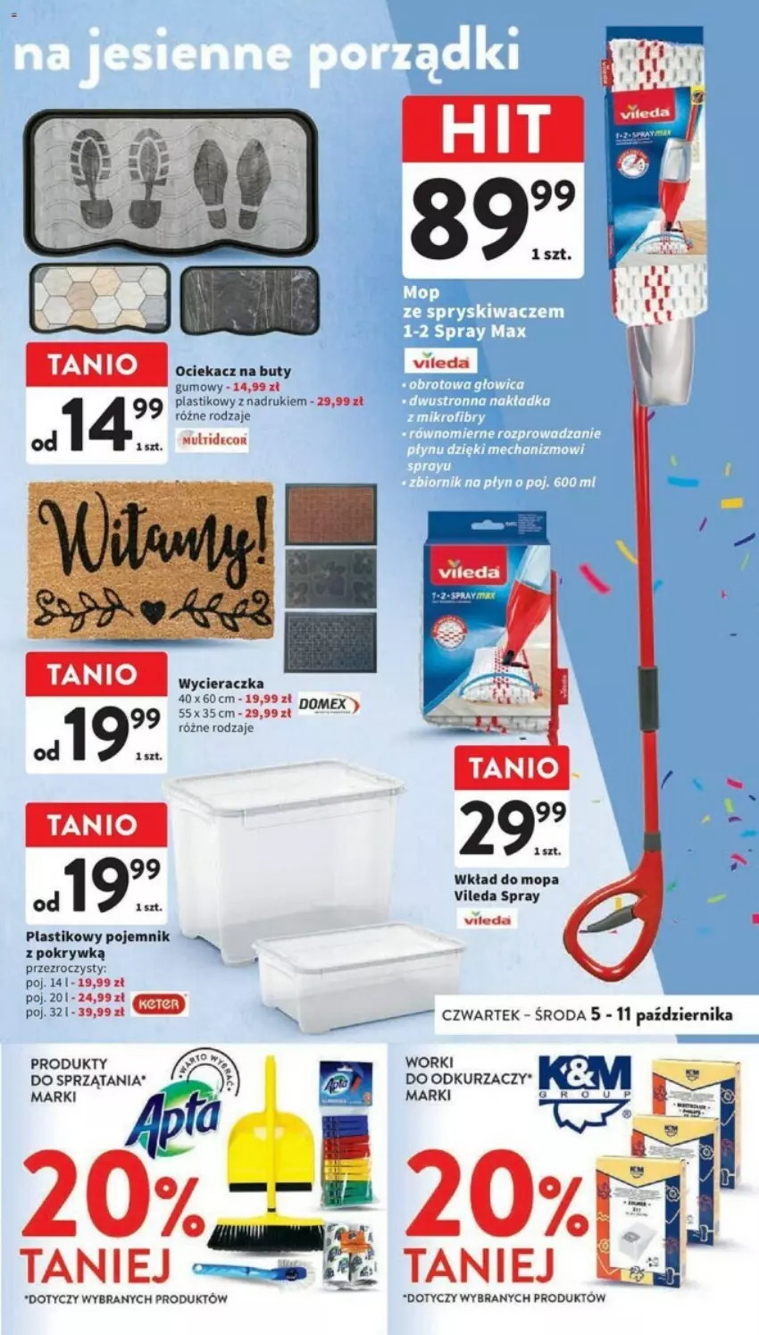 Gazetka promocyjna Intermarche - ważna 05.10 do 11.10.2023 - strona 40 - produkty: Buty, Mop, Ociekacz, Odkurzacz, Pojemnik, Vileda, Wkład do mopa