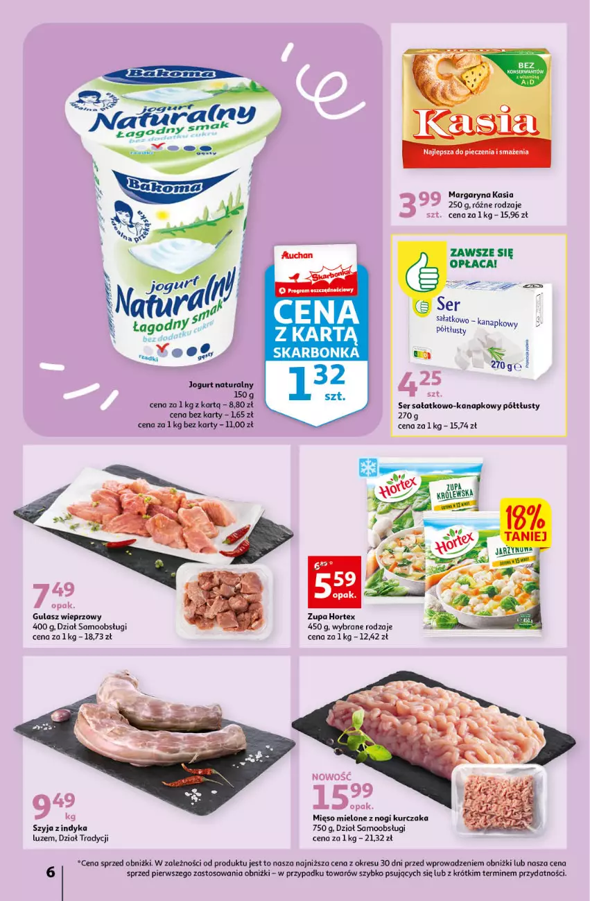 Gazetka promocyjna Auchan - Gazetka Rewelacyjne Marki Auchan Supermarket Auchan - ważna 26.01 do 01.02.2023 - strona 6 - produkty: Gra, Hortex, Jogurt, Jogurt naturalny, Kasia, Kurczak, Margaryna, Mięso, Mięso mielone, O nas, Piec, Sałat, Ser, Ser sałatkowo-kanapkowy, Zupa