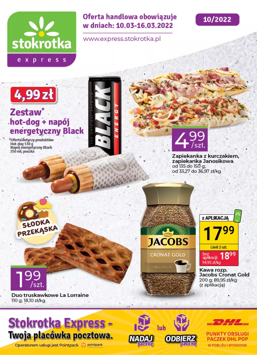 Gazetka promocyjna Stokrotka - Stokrotka Express - ważna 10.03 do 16.03.2022 - strona 1 - produkty: Jacobs, Kawa, Kurczak, Napój, Zapiekanka