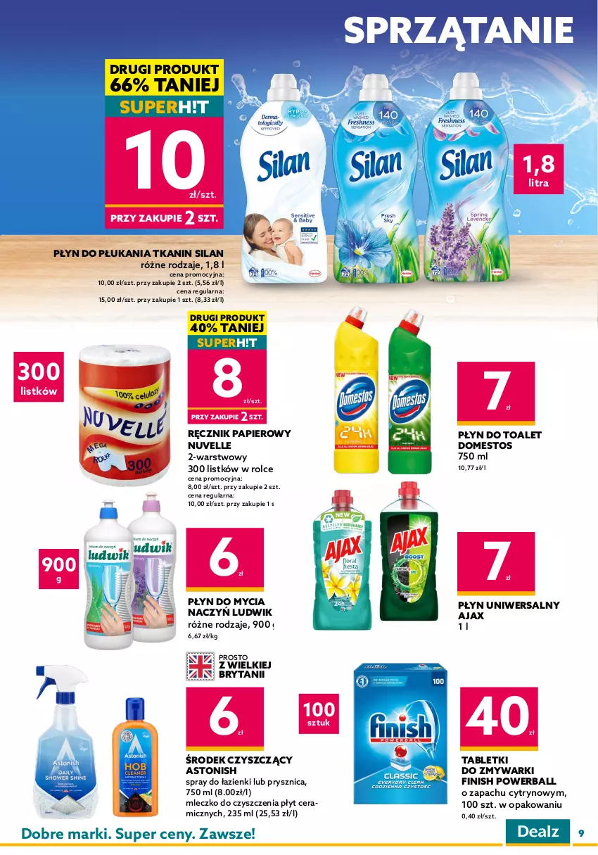 Gazetka promocyjna Dealz - WIELKIE OTWARCIE 19.11.2022 🥳ul. Szklarniana 1, Sosnowiec - ważna 19.11 do 03.12.2022 - strona 9 - produkty: Ajax, Chusteczki, Colgate, Do mycia naczyń, Domestos, Finish, Gillette, LG, Ludwik, Mleczko, Mydło, Mydło w płynie, Nivea, Olej, Palmolive, Papier, Pasta do zębów, Pianka do golenia, Płyn do mycia, Płyn do mycia naczyń, Płyn do płukania, Ręcznik, Silan, Sprzątanie, Szampon, Tablet, Tabletki do zmywarki, Zmywarki