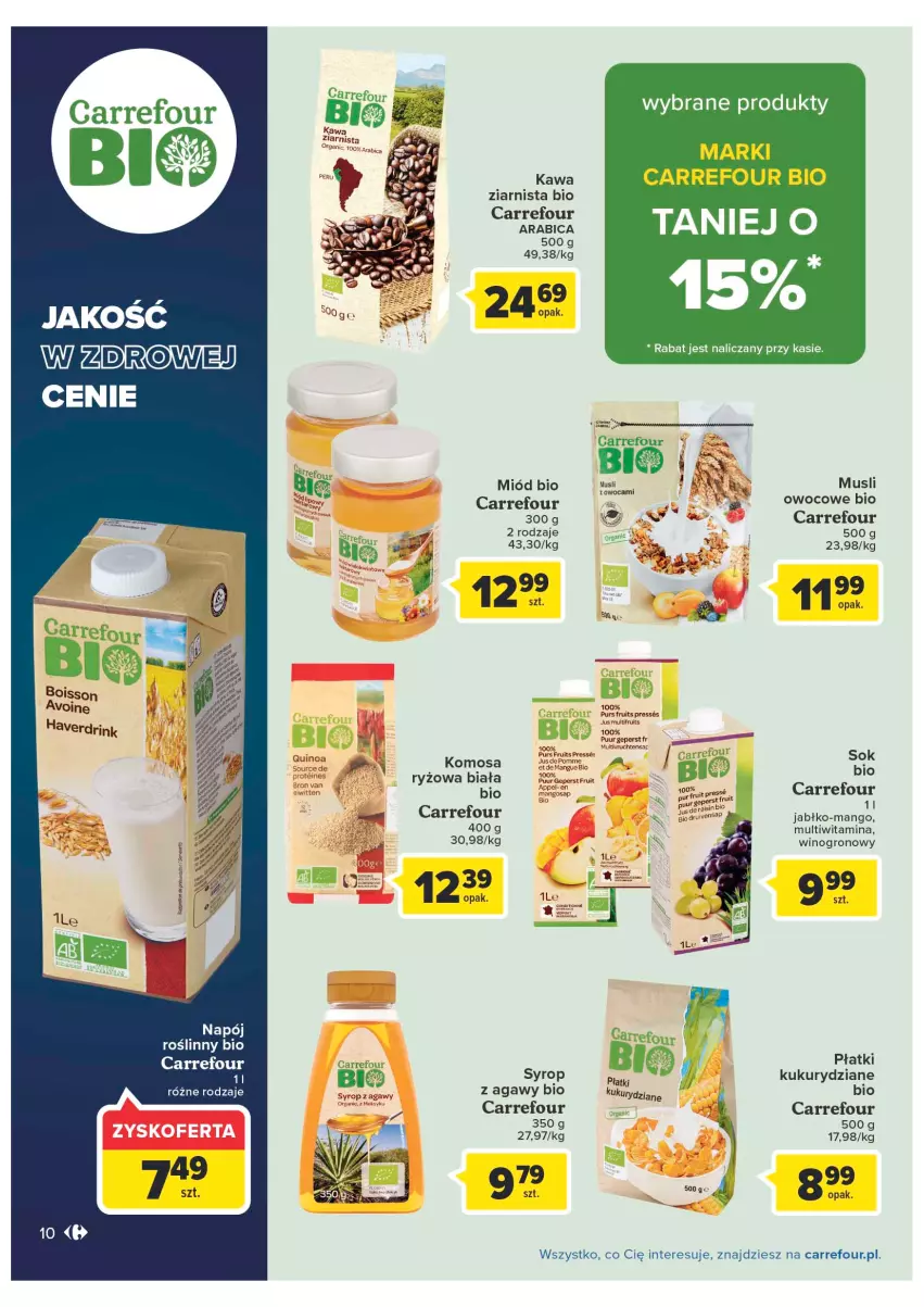 Gazetka promocyjna Carrefour - Gazetka Produkty Carrefour w mądrej cenie - ważna 31.05 do 11.06.2022 - strona 10 - produkty: BIC, Gry, Kawa, Kawa ziarnista, Mango, Miód, Mus, Pur, Ryż, Sok, Syrop, Wino