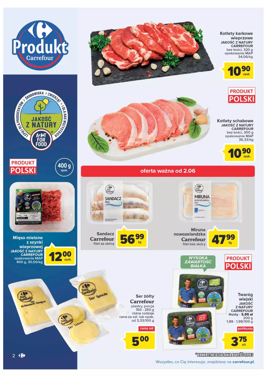 Gazetka promocyjna Carrefour - Gazetka Produkty Carrefour w mądrej cenie - ważna 31.05 do 11.06.2022 - strona 2 - produkty: Kotlet, Kret, Miruna, Por, Sandacz, Ser