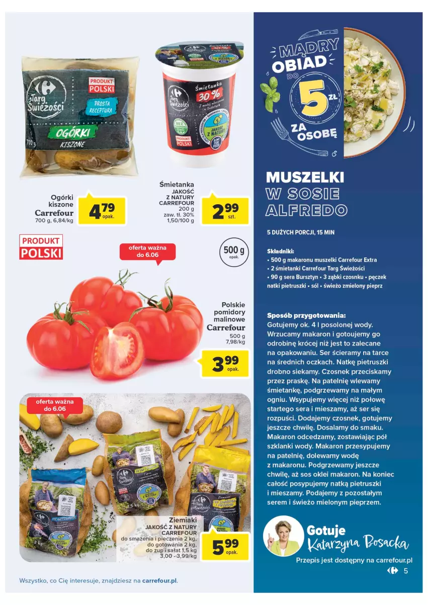 Gazetka promocyjna Carrefour - Gazetka Produkty Carrefour w mądrej cenie - ważna 31.05 do 11.06.2022 - strona 5 - produkty: Bursztyn, Czosnek, Lanki, Makaron, Mus, Piec, Pieprz, Pomidory, Por, Sałat, Ser, Sól, Sos