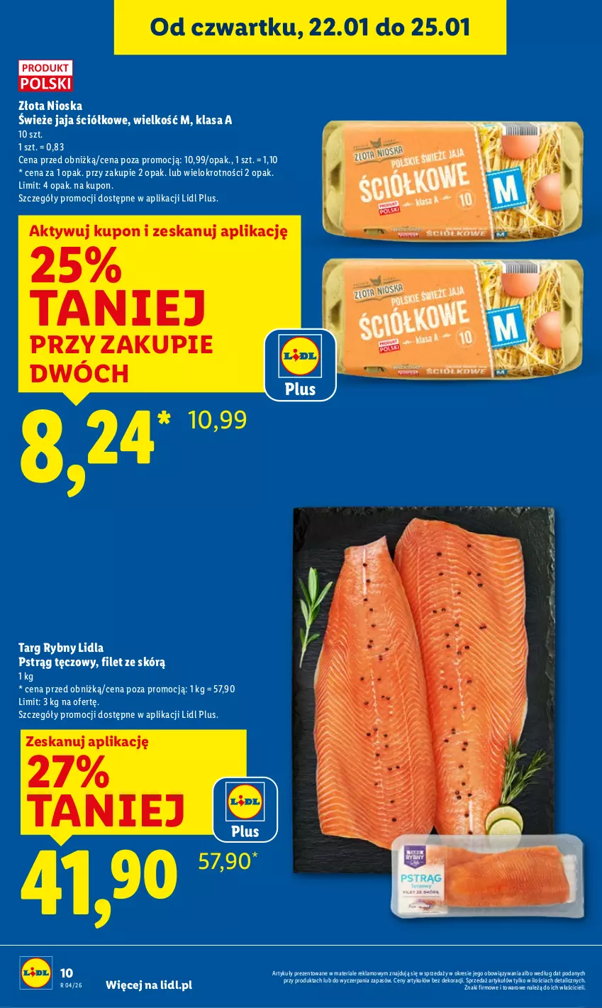 Gazetka promocyjna Lidl - GAZETKA - ważna 22.01 do 25.01.2026 - strona 10 - produkty: Jaja, Pstrąg, Pstrąg tęczowy