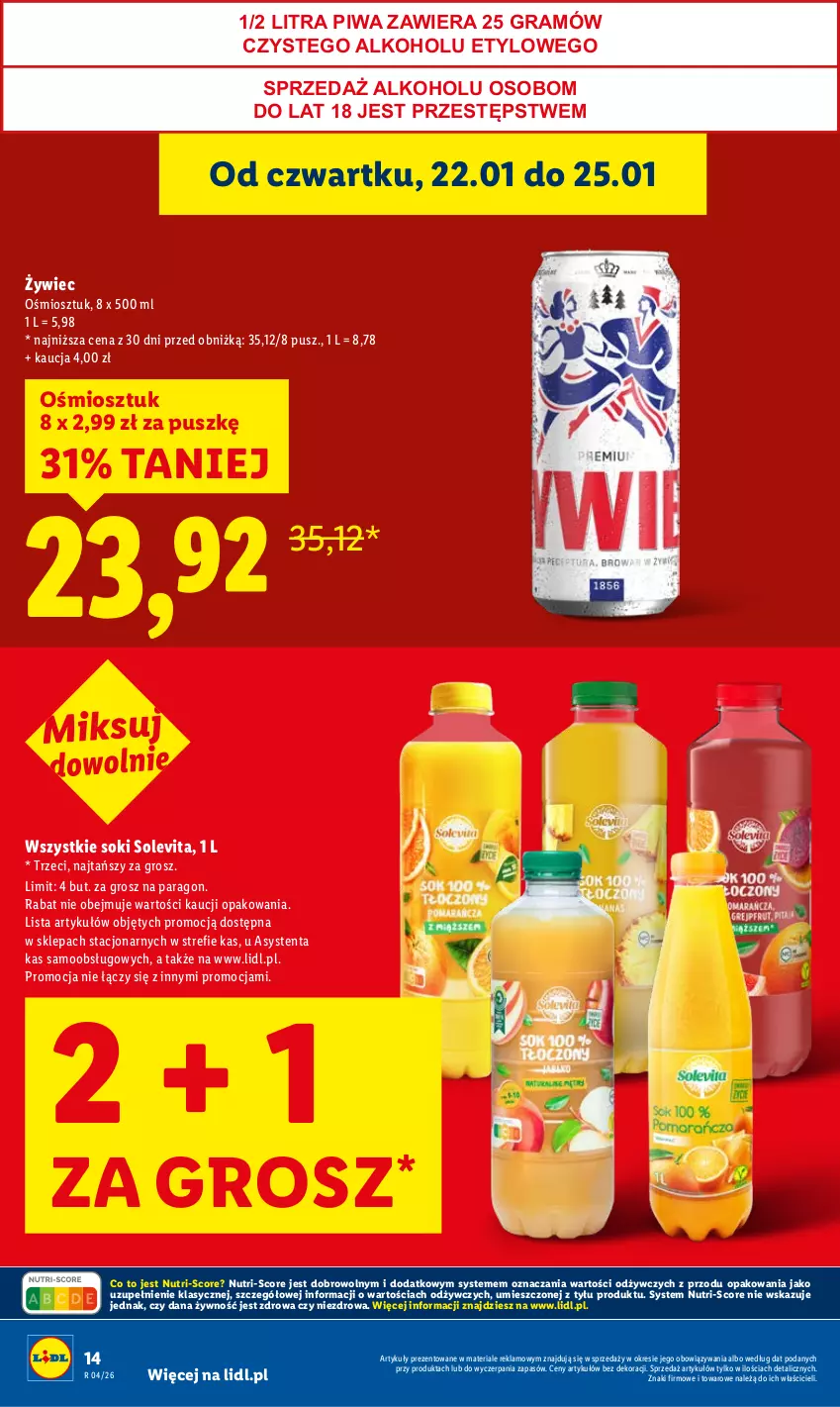 Gazetka promocyjna Lidl - GAZETKA - ważna 22.01 do 25.01.2026 - strona 14 - produkty: Gra, Piwa, Sok
