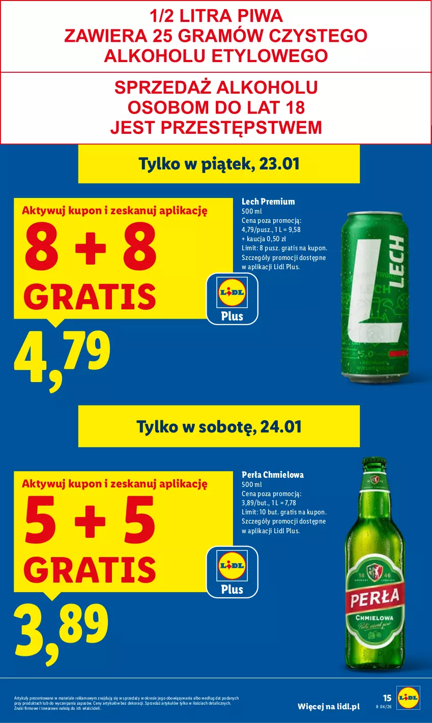 Gazetka promocyjna Lidl - GAZETKA - ważna 22.01 do 25.01.2026 - strona 15 - produkty: Gra, Lech Premium, Perła
