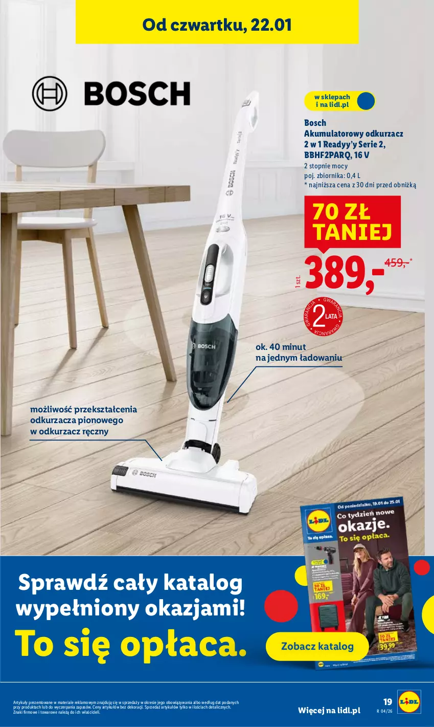 Gazetka promocyjna Lidl - GAZETKA - ważna 22.01 do 25.01.2026 - strona 19 - produkty: Akumulator, Bosch, Odkurzacz, Ser, Top
