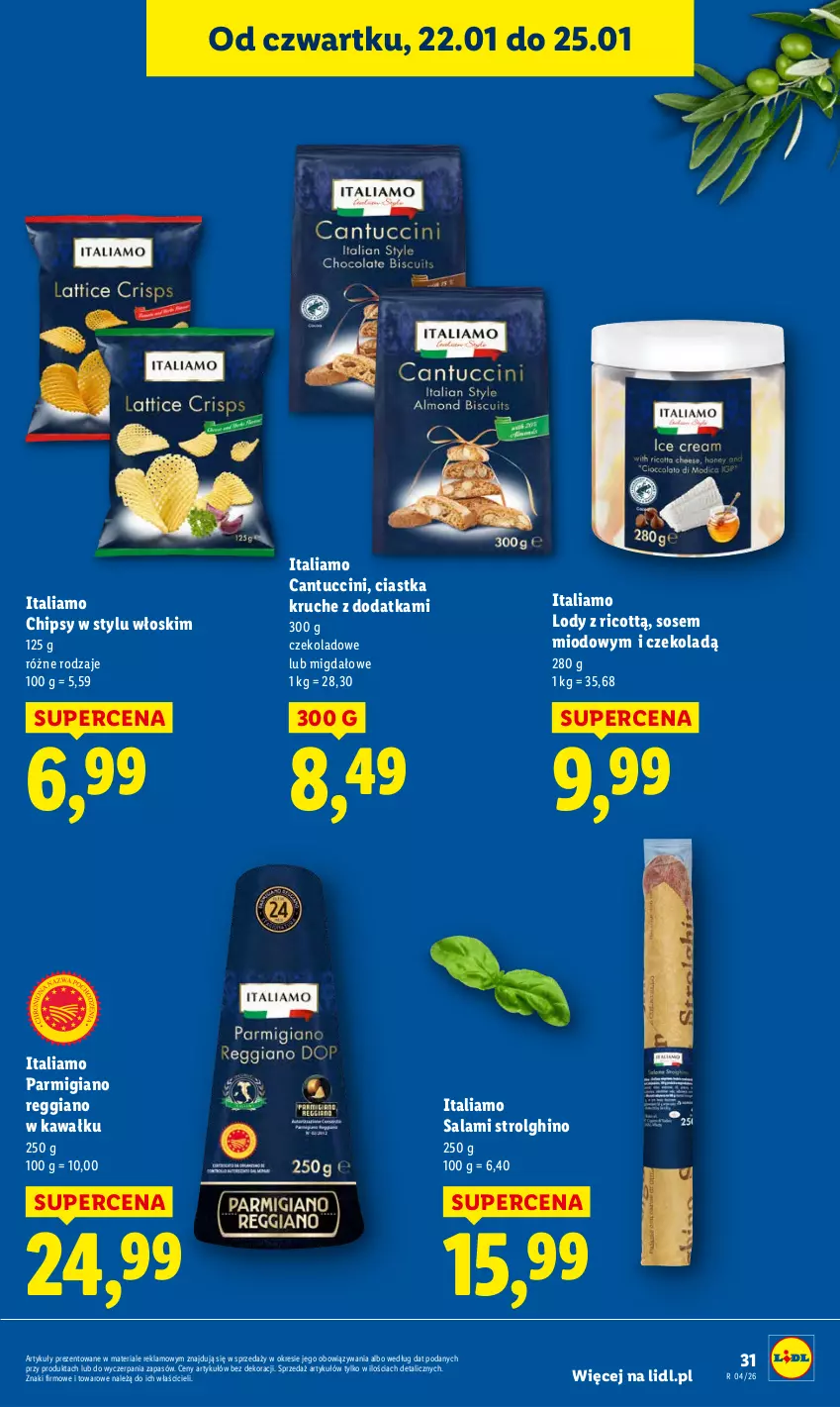 Gazetka promocyjna Lidl - GAZETKA - ważna 22.01 do 25.01.2026 - strona 31 - produkty: Chipsy, Ciastka, Kawa, LG, Lody, Salami, Sos