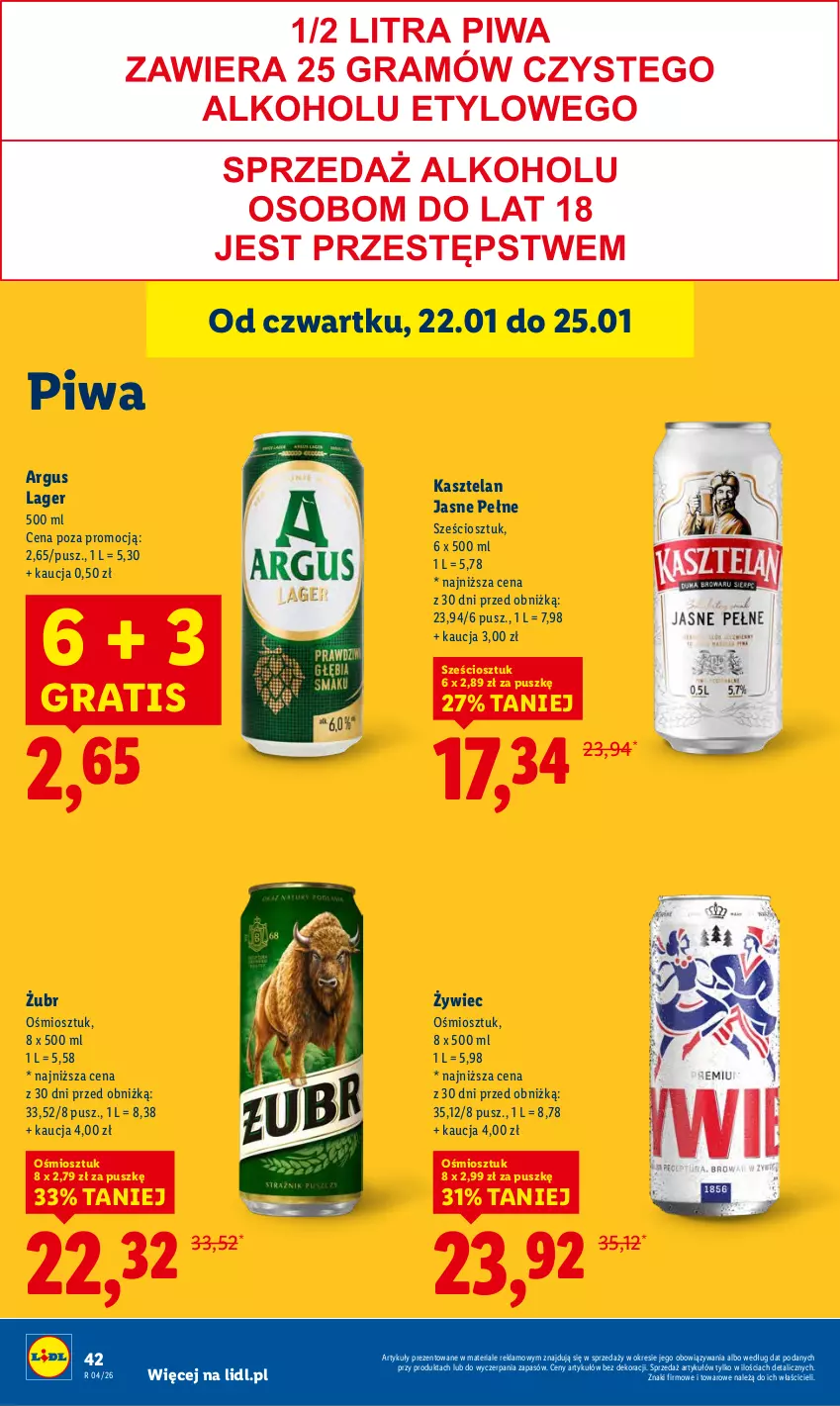 Gazetka promocyjna Lidl - GAZETKA - ważna 22.01 do 25.01.2026 - strona 42 - produkty: Gra, Kasztelan, Piwa
