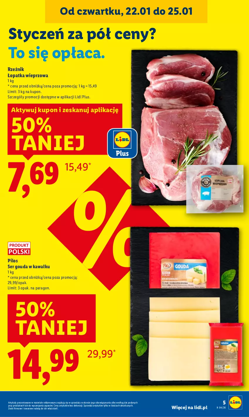 Gazetka promocyjna Lidl - GAZETKA - ważna 22.01 do 25.01.2026 - strona 5 - produkty: Gouda, Kawa, Pilos, Ser