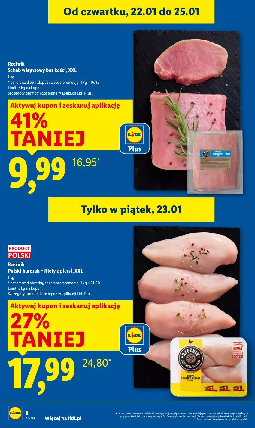 Gazetka promocyjna Lidl - GAZETKA - ważna 22.01 do 25.01.2026 - strona 8 - produkty: Kurczak, Schab wieprzowy