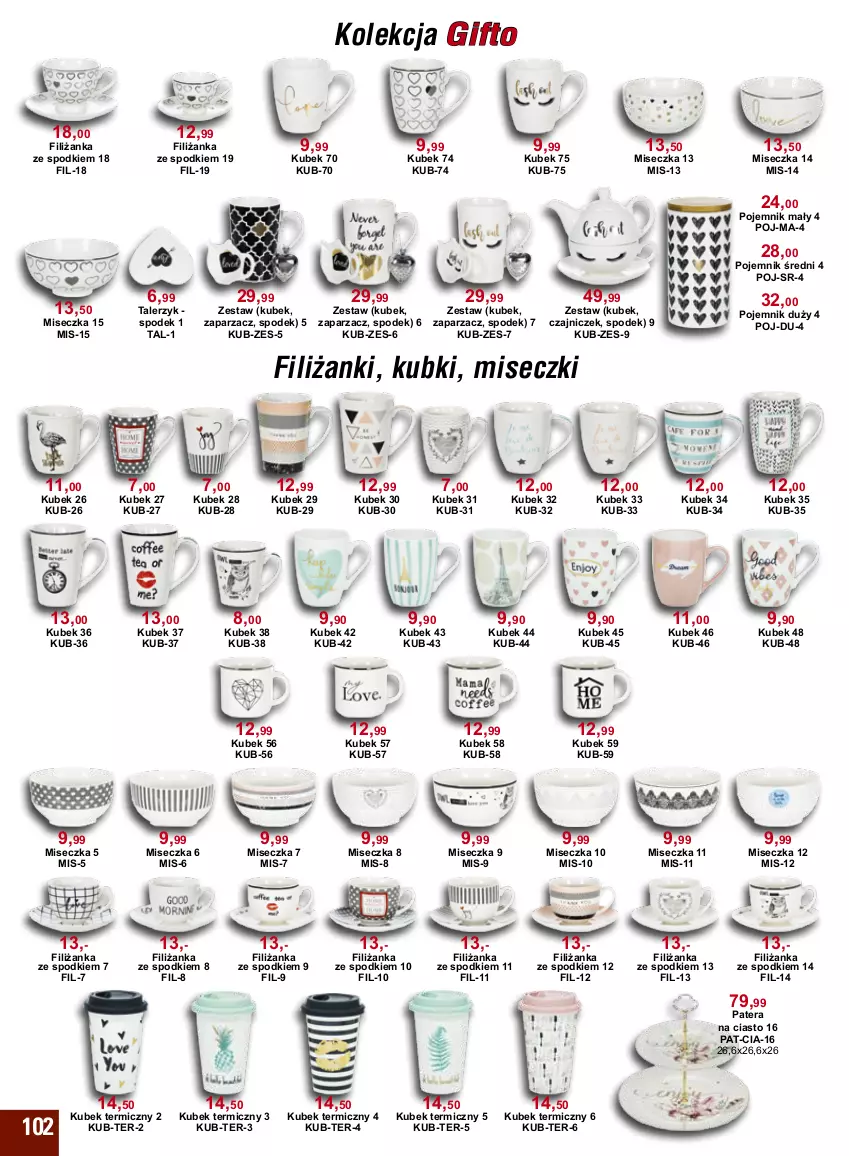 Gazetka promocyjna Bodzio - ważna 01.01 do 31.03.2022 - strona 102 - produkty: Filiżanka, Kubek, Kubek termiczny, Miseczka, Patera na ciasto, Pojemnik, Talerz, Talerzyk, Tera, Zaparzacz