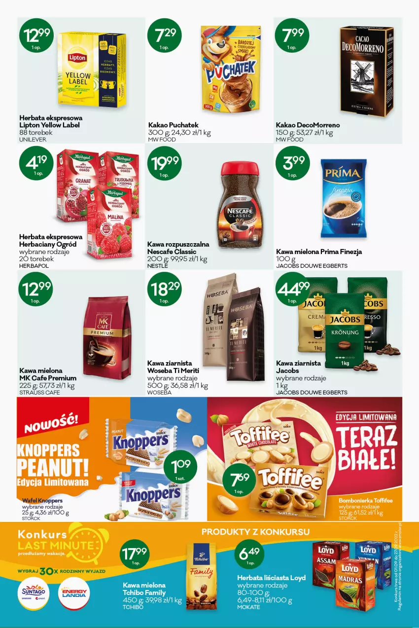 Gazetka promocyjna Groszek - ważna 01.09 do 13.09.2022 - strona 8 - produkty: Gra, Granat, Herbapol, Herbata, Jacobs, Kakao, Kawa, Kawa mielona, Kawa rozpuszczalna, Kawa ziarnista, Knoppers, Lipton, Ogród, Prima, Rum, Ryż, Tago, Tchibo, Woseba