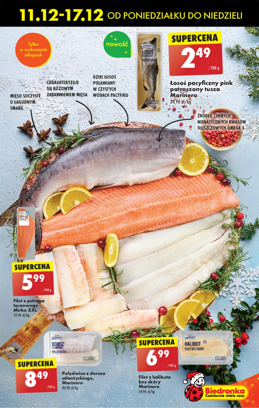 Gazetka promocyjna Biedronka - Od poniedzialku - ważna 11.12 do 16.12.2023 - strona 15 - produkty: Dorsz, Halibut, Mięso, Polędwica, Tusz, Woda