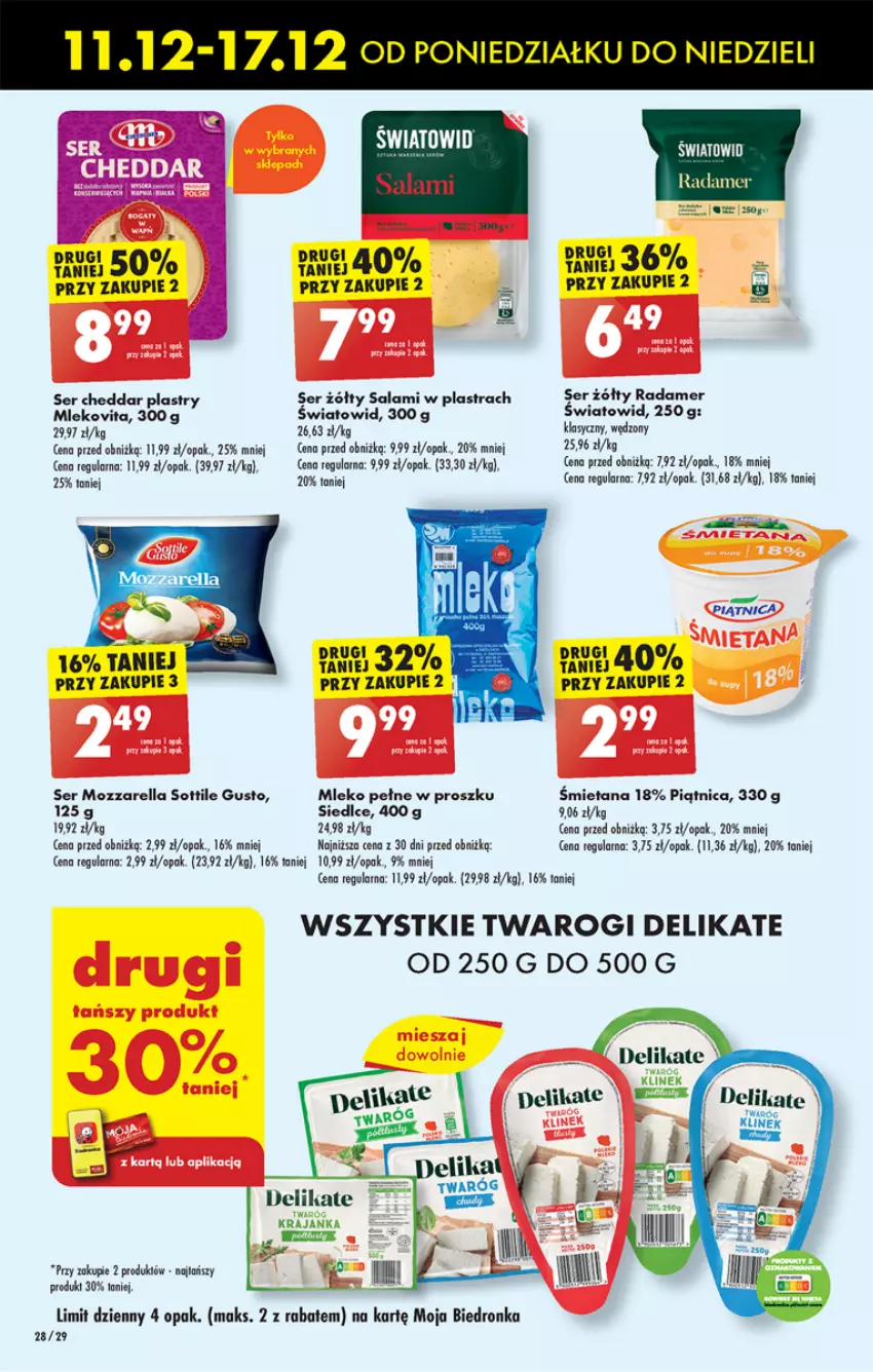 Gazetka promocyjna Biedronka - Od poniedzialku - ważna 11.12 do 16.12.2023 - strona 32 - produkty: Cheddar, Dron, LG, Mleko, Mlekovita, Mozzarella, Piątnica, Radamer, Salami, Ser