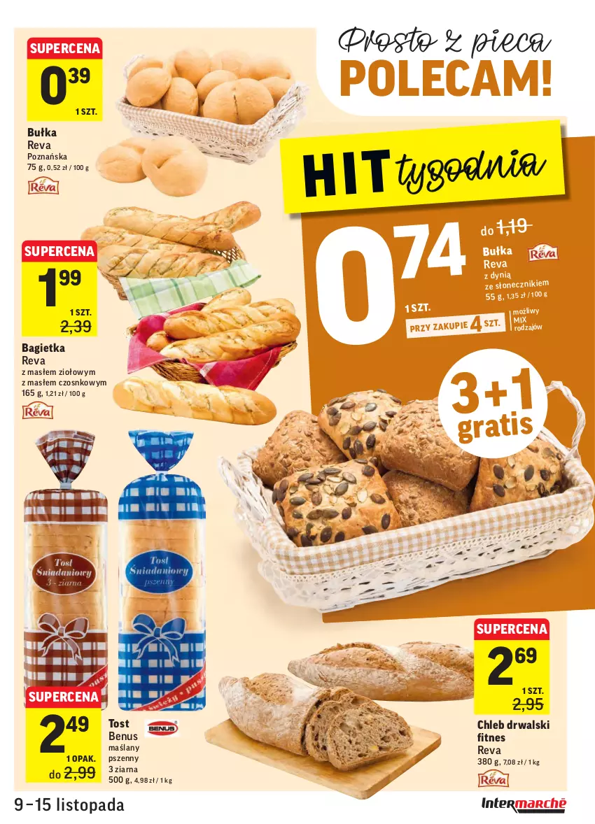 Gazetka promocyjna Intermarche - Gazetka promocyjna - ważna 09.11 do 15.11.2021 - strona 17 - produkty: Bagietka, Bułka, Chleb, Piec, Top