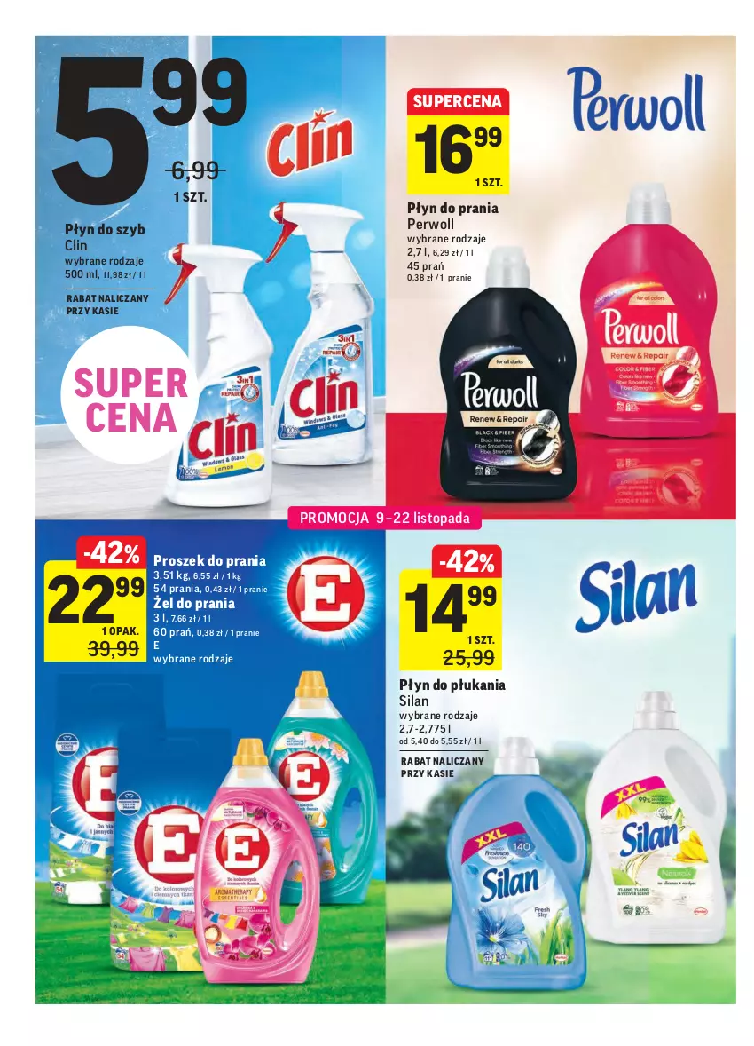 Gazetka promocyjna Intermarche - Gazetka promocyjna - ważna 09.11 do 15.11.2021 - strona 34 - produkty: Clin, Perwoll, Płyn do płukania, Płyn do prania, Płyn do szyb, Proszek do prania, Silan, Top