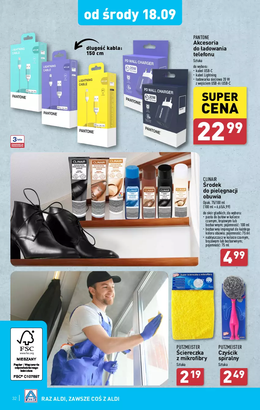 Gazetka promocyjna Aldi - Pełna oferta - ważna 16.09 do 21.09.2024 - strona 32 - produkty: Clin, Kabel USB, Putzmeister, Telefon, Warka