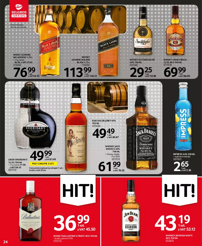 Gazetka promocyjna Selgros - Oferta spożywcza - ważna 22.07 do 04.08.2021 - strona 24 - produkty: Jim Beam, Johnnie Walker, Lack, Likier, Rum, Whiskey, Whisky