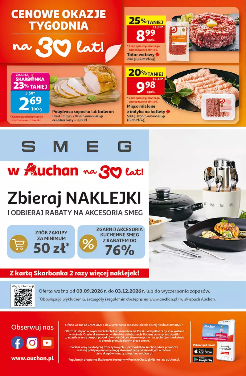 Gazetka promocyjna Auchan - Gazetka 30 Lat Supermarket Auchan - ważna 17.09 do 23.09.2026 - strona 8 - produkty: Klej, Kotlet, Mięso, Mięso mielone, Polędwica, Tatar wołowy