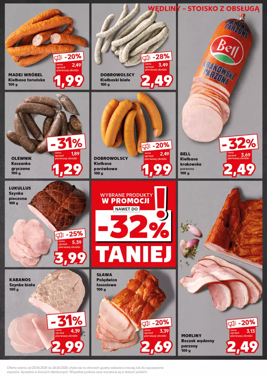 Gazetka promocyjna Kaufland - Kaufland - ważna 24.06 do 26.06.2024 - strona 17 - produkty: Bell, Boczek, Gry, Kabanos, Kasza, Kaszanka, Kiełbasa, Kiełbasa krakowska, Kiełbaski białe, Madej Wróbel, Morliny, Olewnik, Piec, Polędwica, Sos, Szynka, Szynka biała