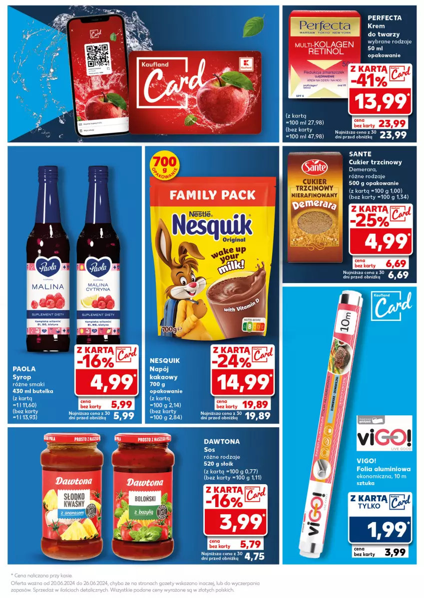 Gazetka promocyjna Kaufland - Kaufland - ważna 24.06 do 26.06.2024 - strona 9 - produkty: Cukier, Cukier trzcinowy, Dawtona, Fa, Kolagen, Napój, Nesquik, Paola, Perfecta, Syrop