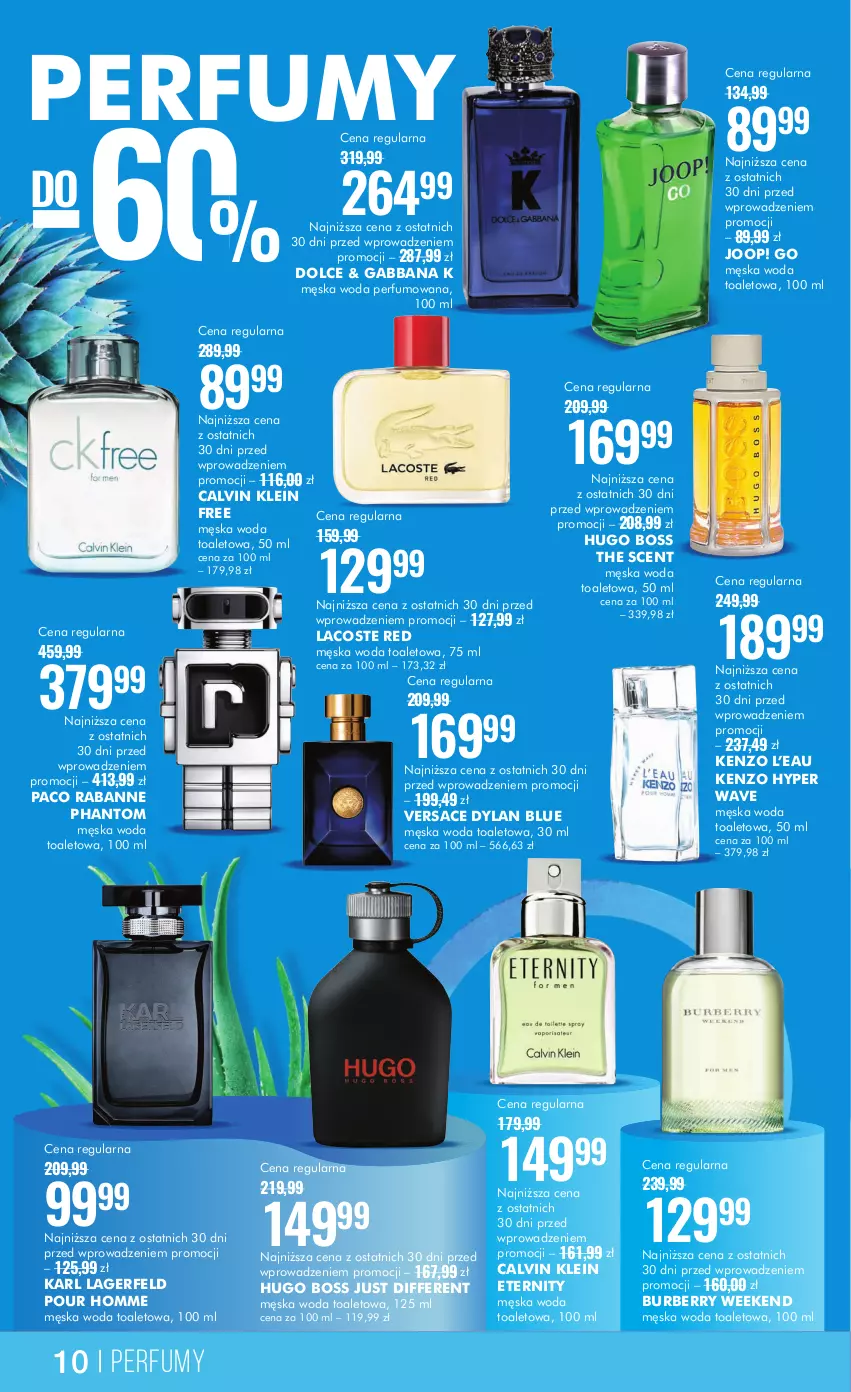 Gazetka promocyjna Super Pharm - Gazetka - ważna 14.09 do 27.09.2023 - strona 10 - produkty: Burberry, Calvin Klein, Hugo Boss, JOOP!, Karl Lagerfeld, Kenzo, Lacoste, Paco Rabanne, Perfum, Versace, Woda, Woda perfumowana, Woda toaletowa