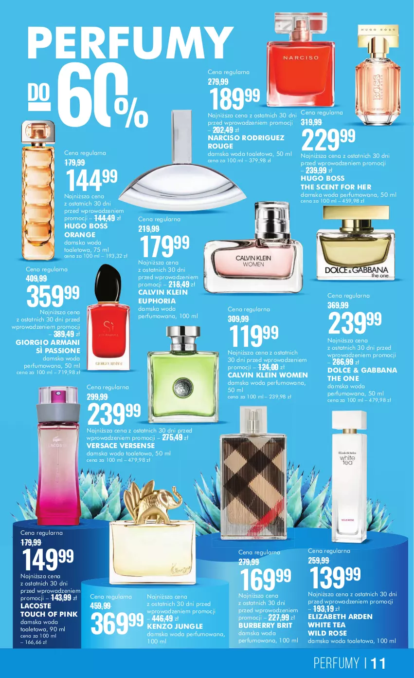 Gazetka promocyjna Super Pharm - Gazetka - ważna 14.09 do 27.09.2023 - strona 11 - produkty: Brit, Burberry, Calvin Klein, Elizabeth Arden, Giorgio Armani, Hugo Boss, Kenzo, Lacoste, Perfum, The ONE, Versace, Woda, Woda perfumowana, Woda toaletowa