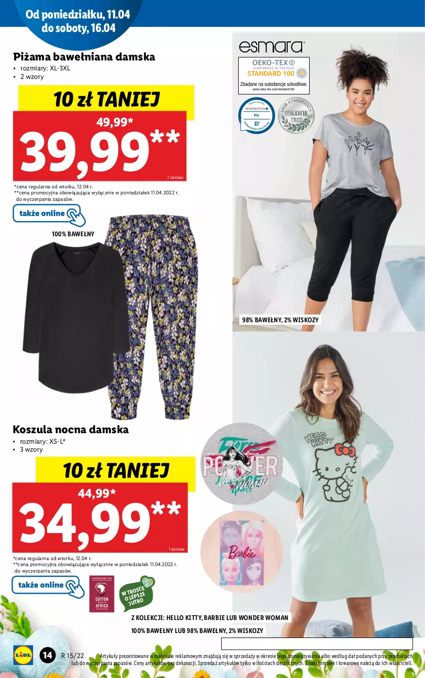 Gazetka promocyjna Lidl - GAZETKA - ważna 11.04 do 16.04.2022 - strona 14 - produkty: Barbie, Kosz, Koszula, Koszula nocna, Piżama