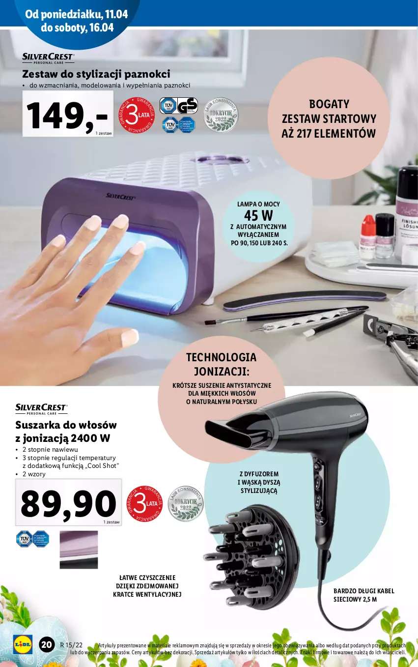 Gazetka promocyjna Lidl - GAZETKA - ważna 11.04 do 16.04.2022 - strona 20 - produkty: Lampa, Suszarka, Top