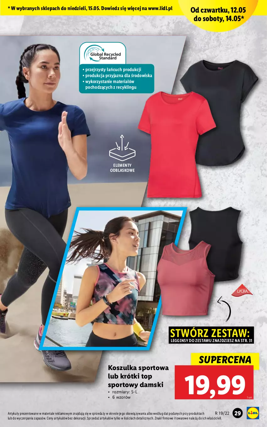 Gazetka promocyjna Lidl - GAZETKA - ważna 09.05 do 15.05.2022 - strona 29 - produkty: Gin, Kosz, Koszulka, Koszulka sportowa, Legginsy, Por, Sport, Top