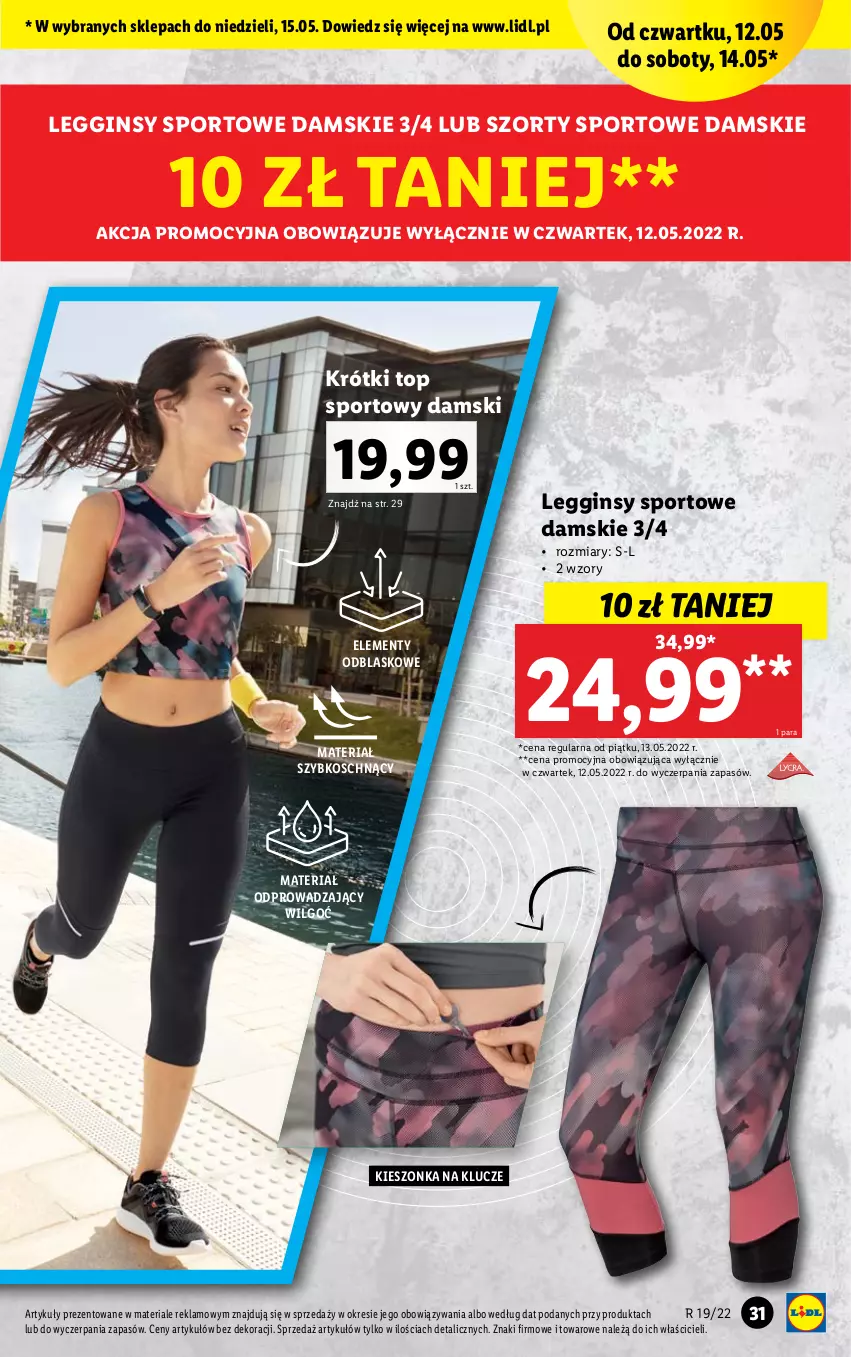 Gazetka promocyjna Lidl - GAZETKA - ważna 09.05 do 15.05.2022 - strona 31 - produkty: Gin, Legginsy, LG, Por, Sport, Szorty, Top