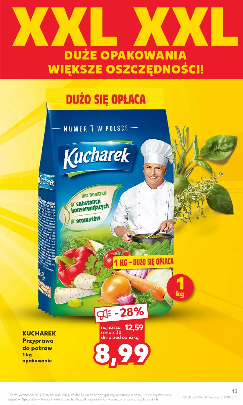 Gazetka promocyjna Kaufland - Gazetka tygodnia - ważna 11.01 do 17.01.2024 - strona 13 - produkty: Gouda, Kucharek, Przyprawa do potraw