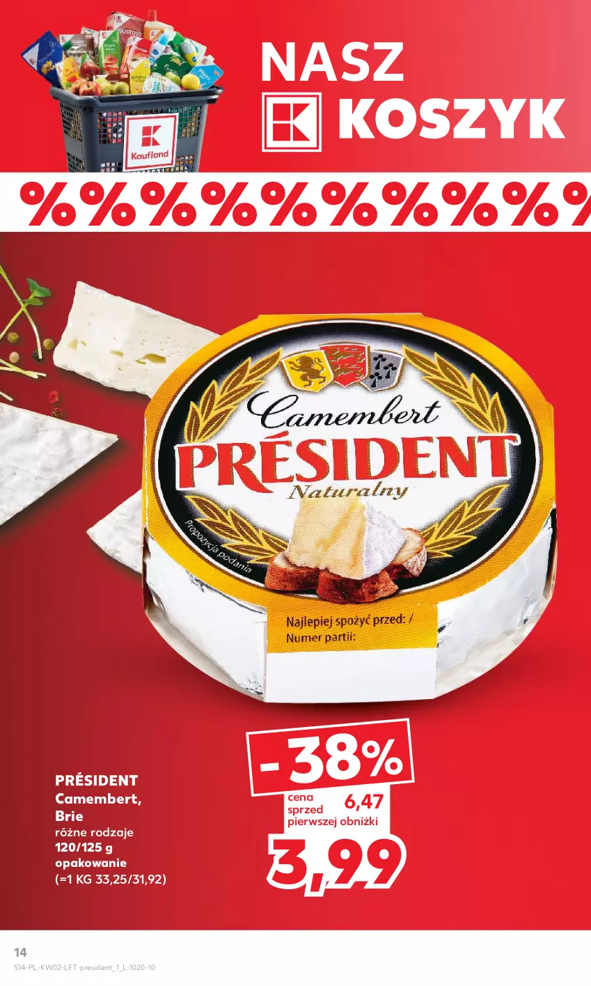 Gazetka promocyjna Kaufland - Gazetka tygodnia - ważna 11.01 do 17.01.2024 - strona 14 - produkty: Brie, Camembert, Kosz, Président