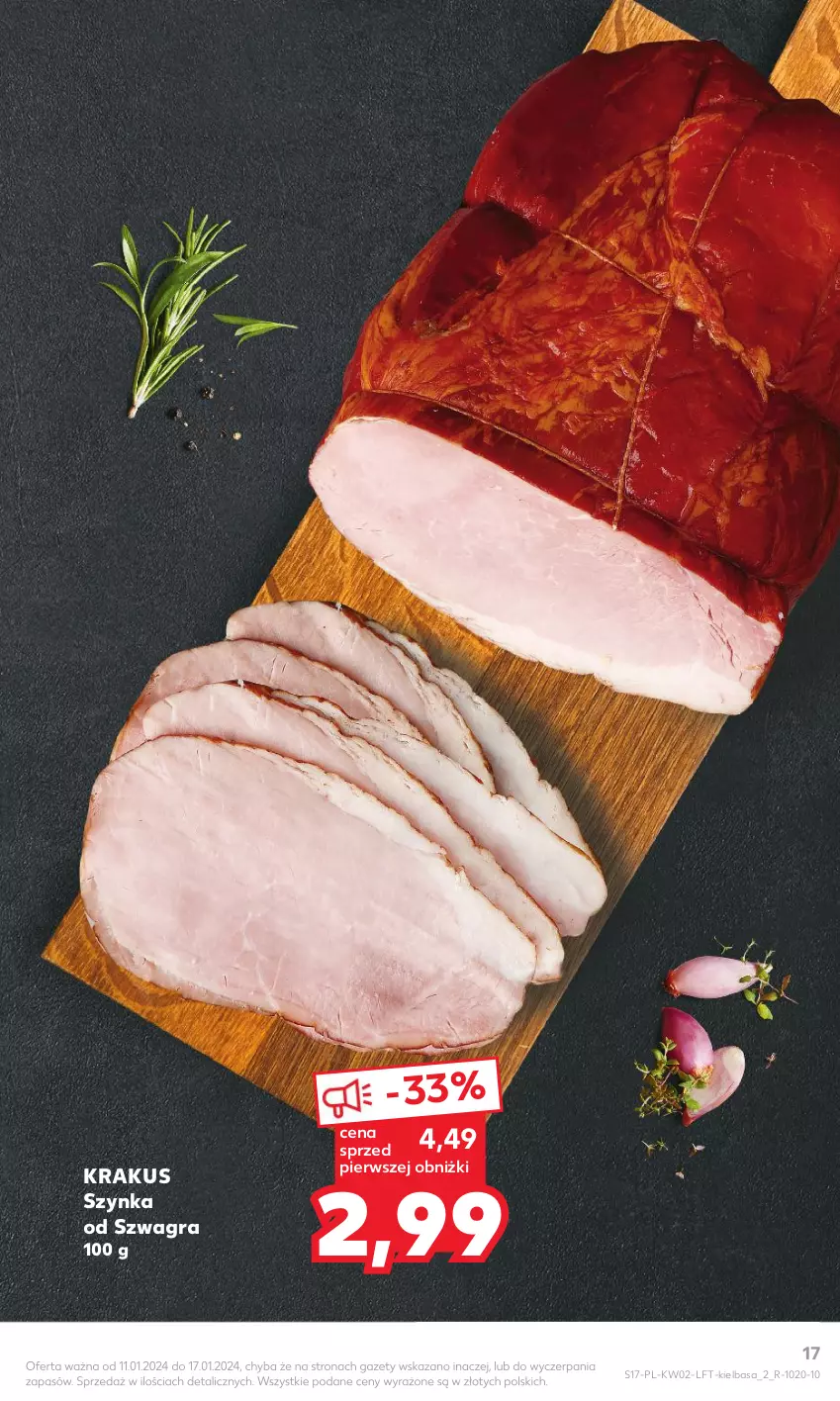 Gazetka promocyjna Kaufland - Gazetka tygodnia - ważna 11.01 do 17.01.2024 - strona 17 - produkty: Gra, Krakus, Szynka