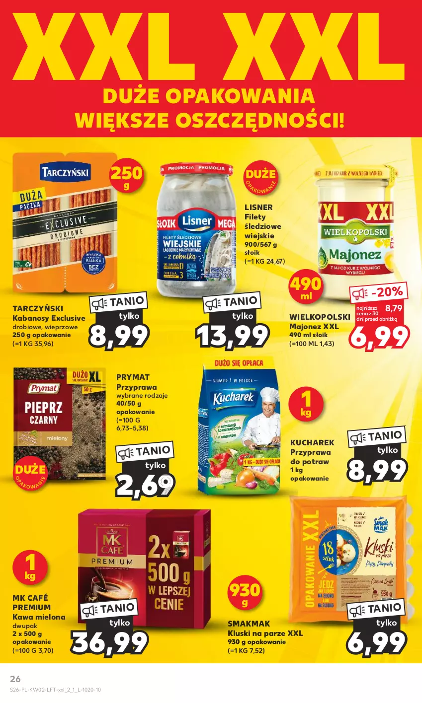 Gazetka promocyjna Kaufland - Gazetka tygodnia - ważna 11.01 do 17.01.2024 - strona 26 - produkty: Kabanos, Kawa, Kawa mielona, Kluski na parze, Kucharek, Lisner, Majonez, Prymat, Przyprawa do potraw, Tarczyński