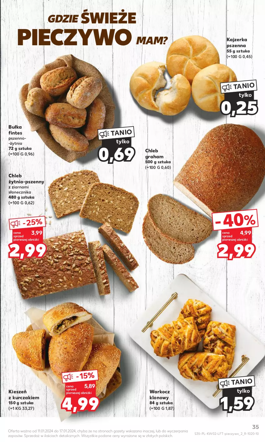 Gazetka promocyjna Kaufland - Gazetka tygodnia - ważna 11.01 do 17.01.2024 - strona 35 - produkty: Bułka, Chleb, Gra, Kajzerka, Kajzerka pszenna, Koc, Kurczak, Piec, Pieczywo