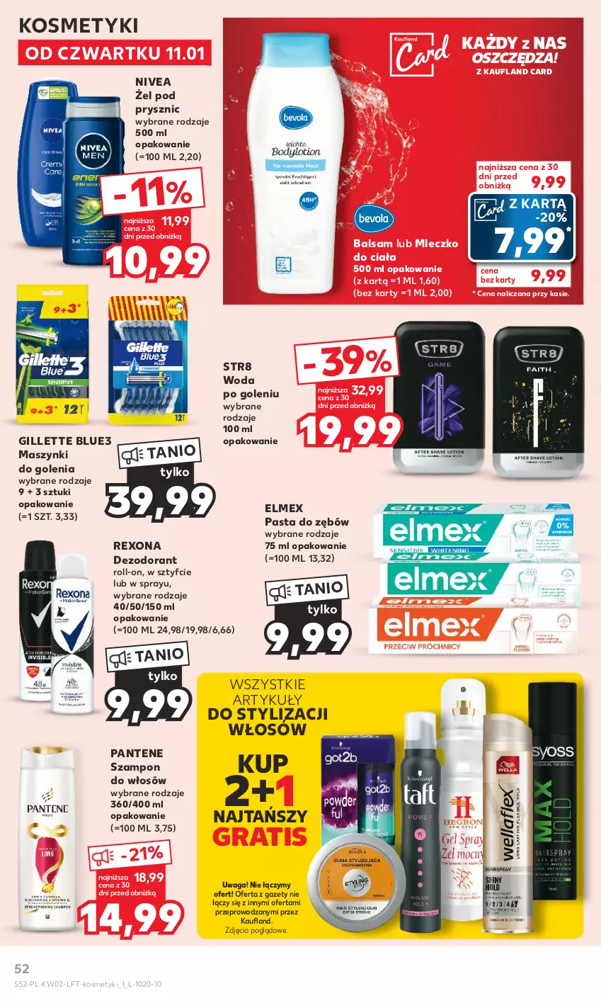 Gazetka promocyjna Kaufland - Gazetka tygodnia - ważna 11.01 do 17.01.2024 - strona 52 - produkty: Dezodorant, Elmex, Gillette, Gra, Mleczko, Mleczko do ciała, Nivea, Pantene, Pasta do zębów, Rexona, Str8, Szampon, Waga, Woda, Woda po goleniu