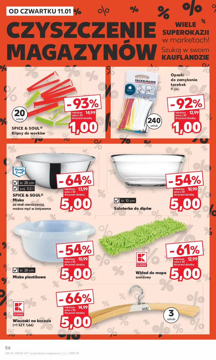 Gazetka promocyjna Kaufland - Gazetka tygodnia - ważna 11.01 do 17.01.2024 - strona 56 - produkty: Kosz, Miska, Mop, Salaterka, Wieszak, Wkład do mopa