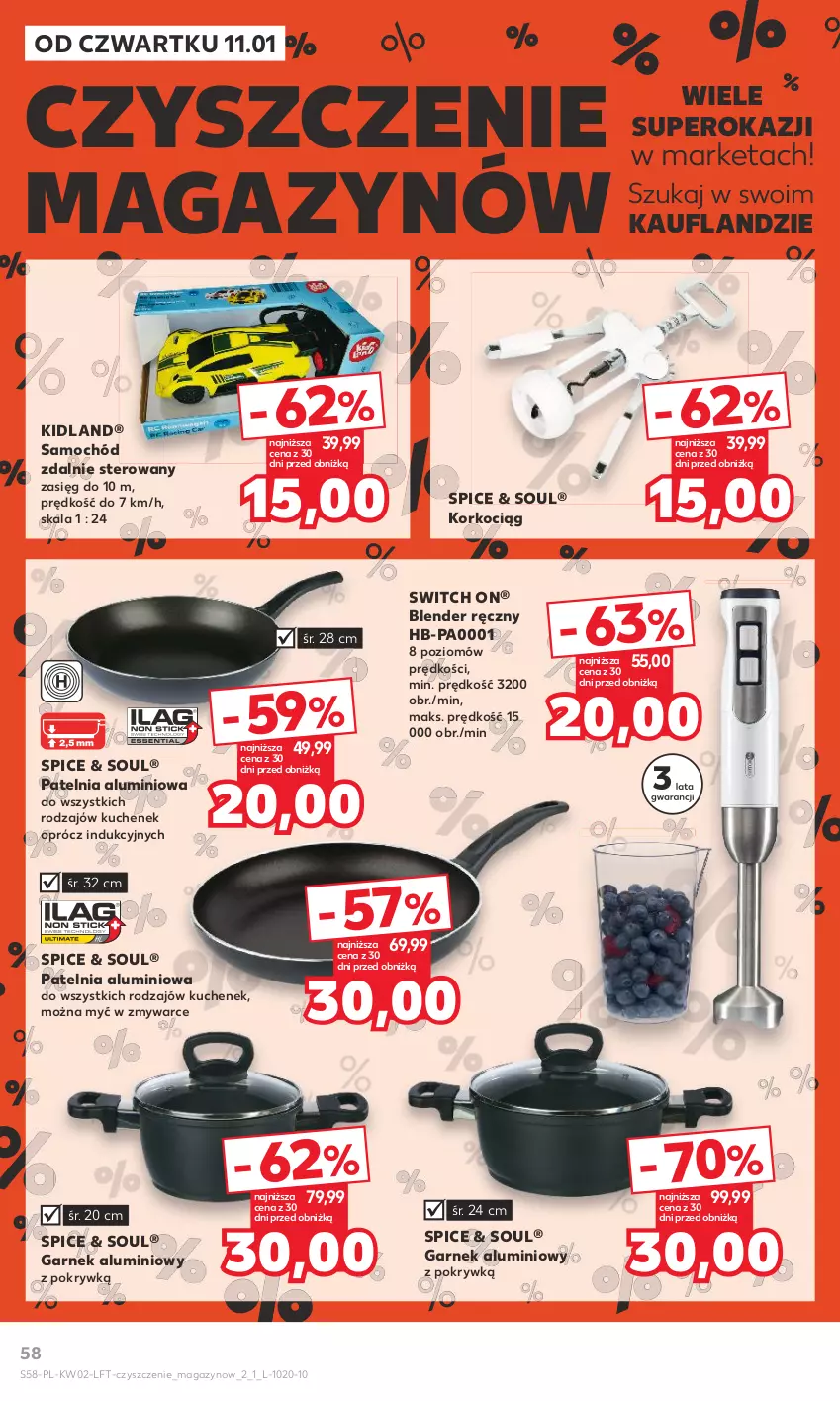 Gazetka promocyjna Kaufland - Gazetka tygodnia - ważna 11.01 do 17.01.2024 - strona 58 - produkty: Blender, Blender ręczny, Garnek, Koc, Korkociąg, Patelnia, Samochód