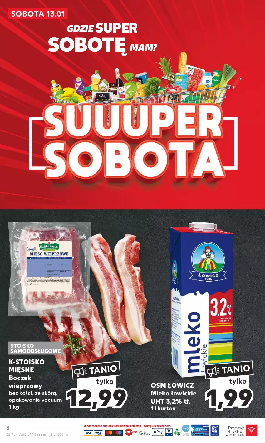 Gazetka promocyjna Kaufland - Gazetka tygodnia - ważna 11.01 do 17.01.2024 - strona 8 - produkty: Boczek, Boczek wieprzowy, Mleko