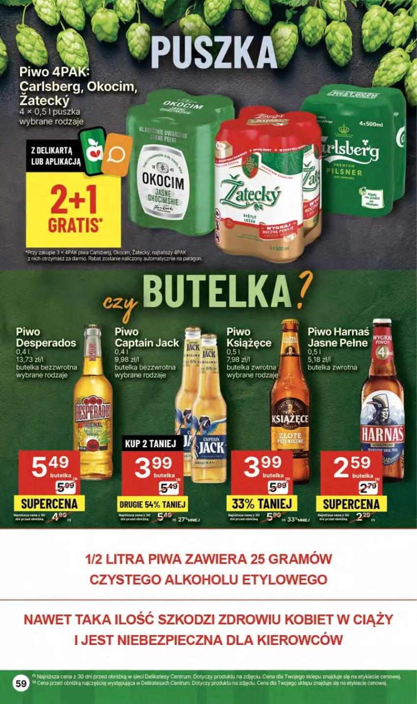 Gazetka promocyjna Delikatesy Centrum - NOWA GAZETKA Delikatesy Centrum od 28 marca! 28.03-03.04.2024 - ważna 28.03 do 03.04.2024 - strona 59 - produkty: Captain Jack, Carlsberg, Cif, Desperados, Gra, Harnaś, Koc, Książęce, Okocim, Piec, Piwa, Piwo, Rum