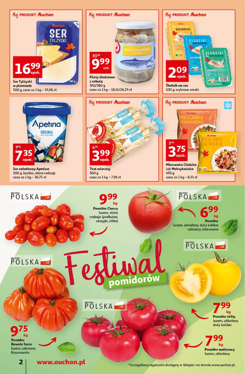 Gazetka promocyjna Auchan - przeNISKIE CENY PRZEwybór letnich napojów Supermarkety - ważna 17.06 do 22.06.2022 - strona 2 - produkty: Gin, Pomidor malinowy, Sałat, Ser, Ser tylżycki