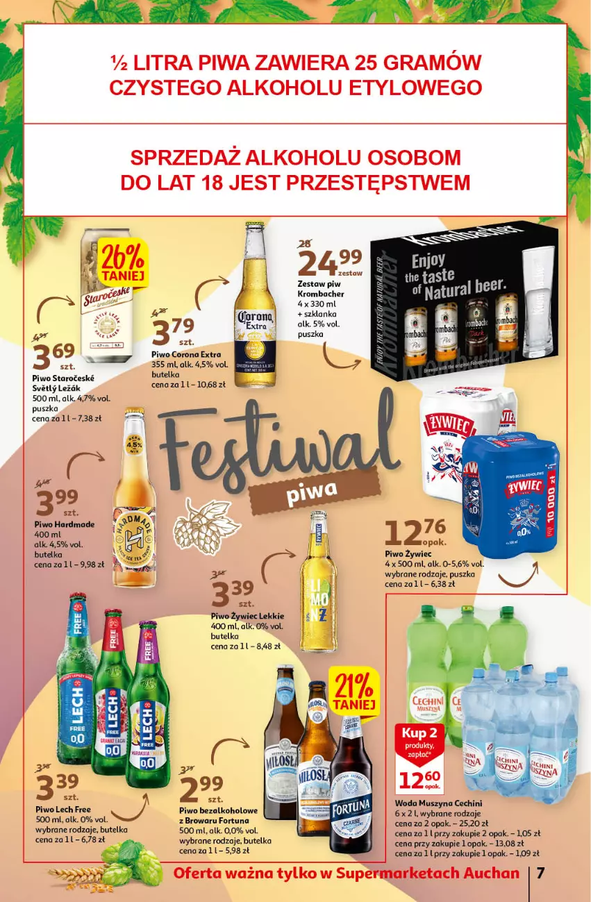 Gazetka promocyjna Auchan - przeNISKIE CENY PRZEwybór letnich napojów Supermarkety - ważna 17.06 do 22.06.2022 - strona 7 - produkty: Fortuna, Gra, Mus, Piwa, Piwo, Szklanka, Szyna, Woda