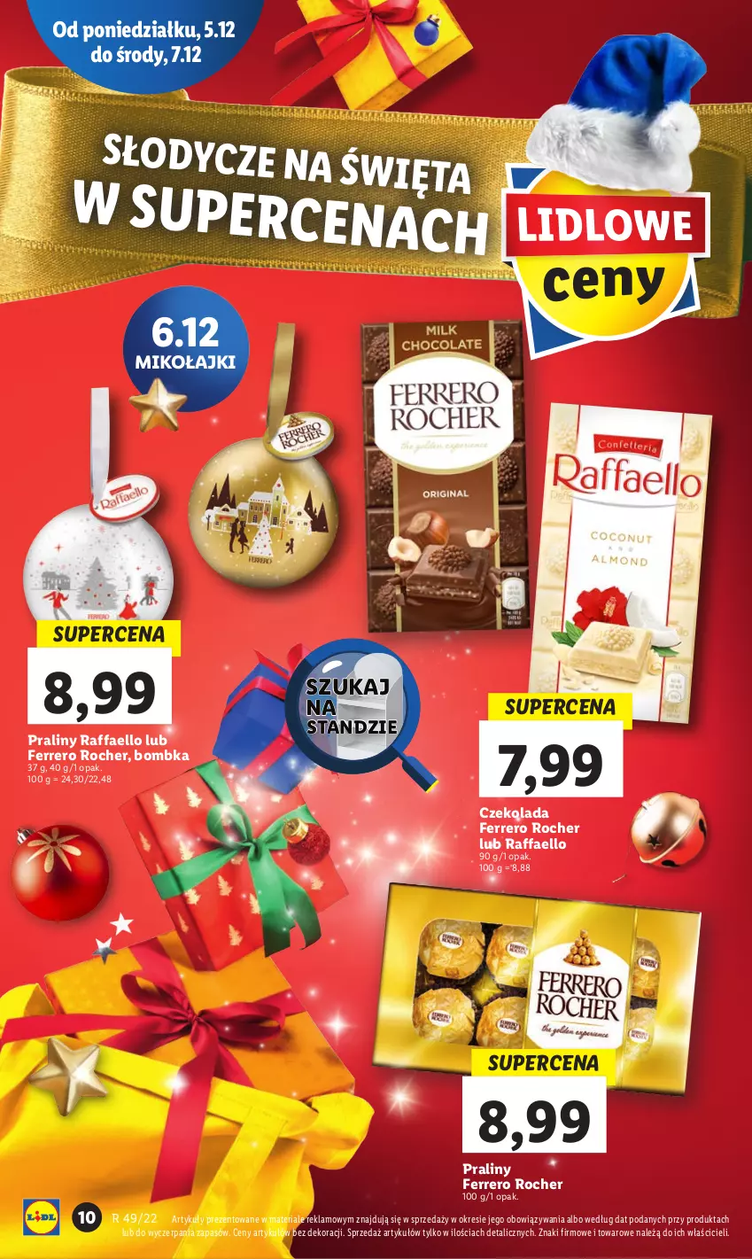 Gazetka promocyjna Lidl - GAZETKA - ważna 05.12 do 07.12.2022 - strona 10 - produkty: Czekolada, Fa, Ferrero, Ferrero Rocher, Praliny, Raffaello