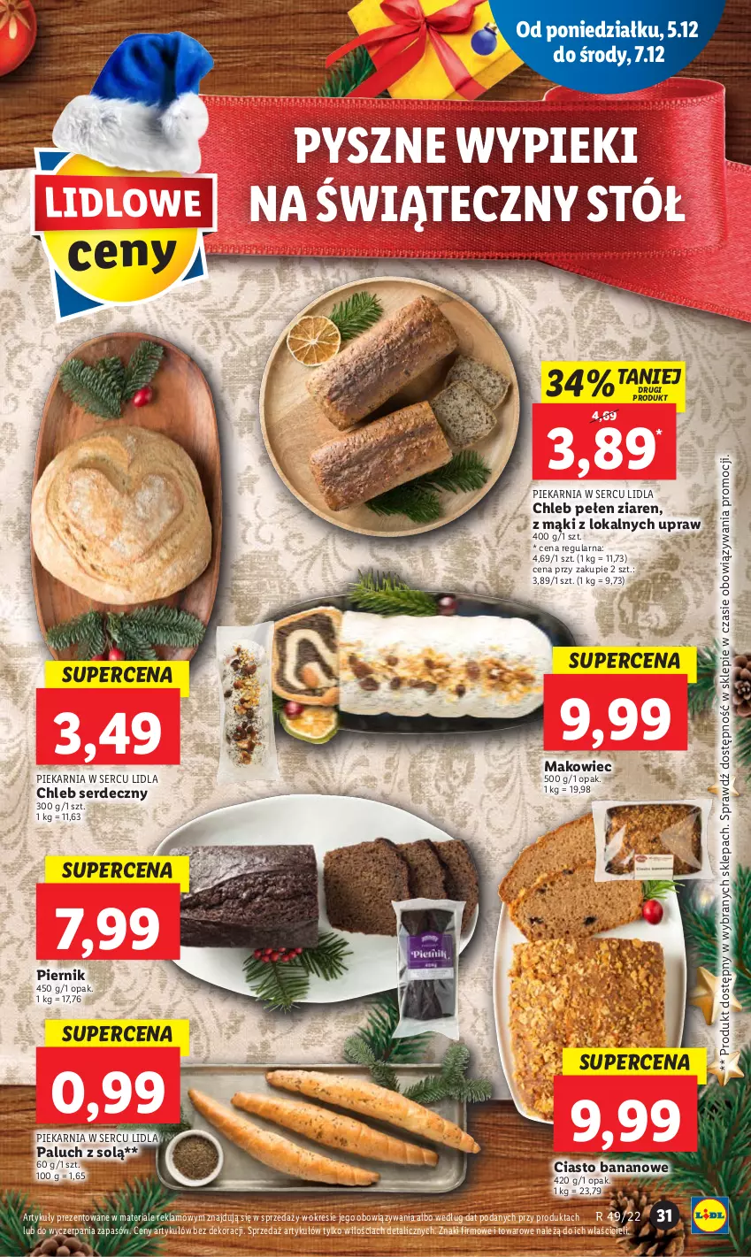 Gazetka promocyjna Lidl - GAZETKA - ważna 05.12 do 07.12.2022 - strona 35 - produkty: Chleb, Makowiec, Piernik, Ser, Stół