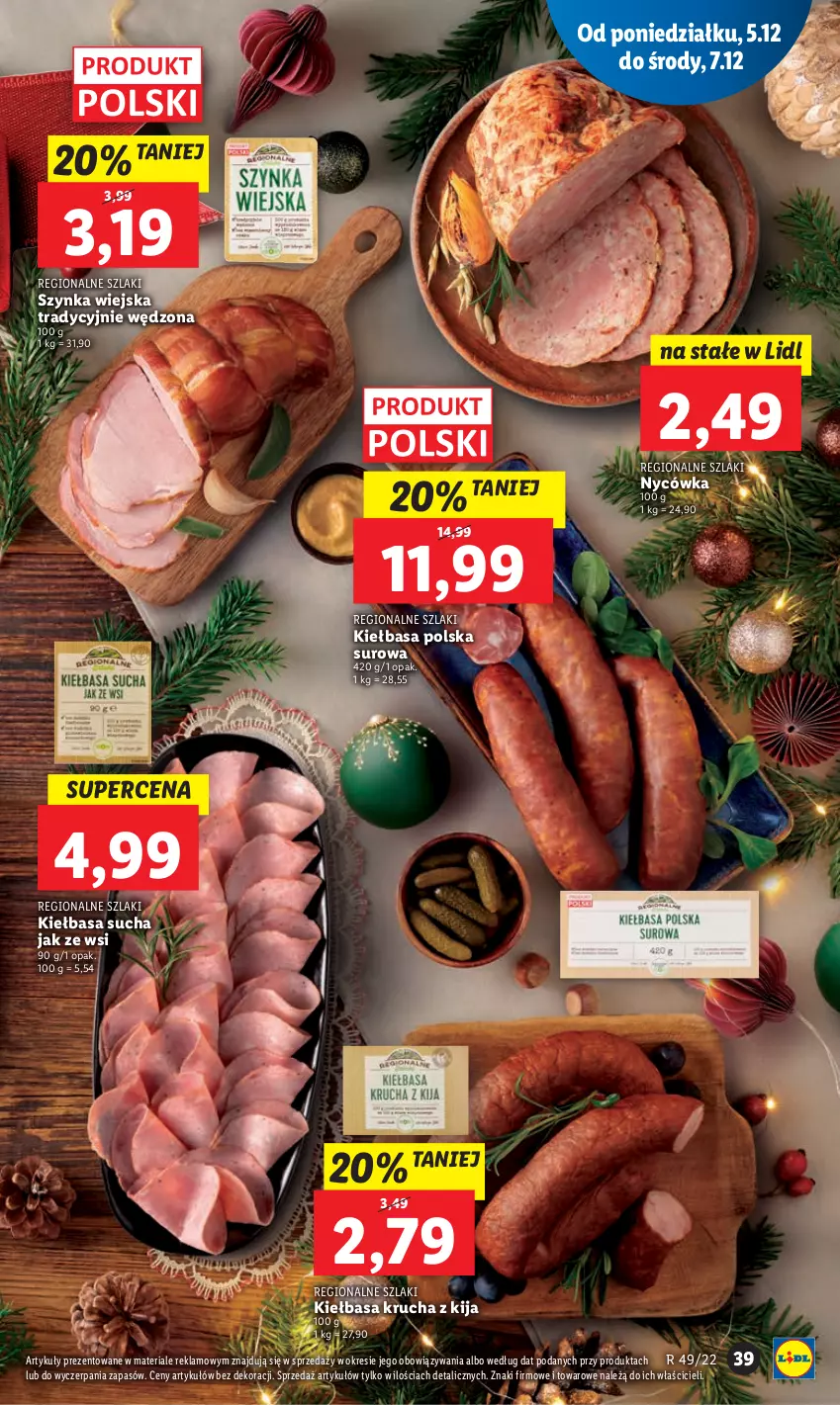 Gazetka promocyjna Lidl - GAZETKA - ważna 05.12 do 07.12.2022 - strona 43 - produkty: Kiełbasa, Kiełbasa krucha, Szynka